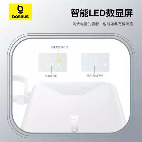 Sạc Dự Phòng CN-Baseus EnerCore P1 Digital Display Power Bank with Built-in Cable 45W