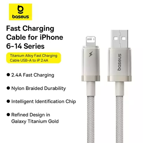 Cáp Sạc Nhanh Baseus Titanium Alloy Fast Charging Cable USB to iP 2.4A