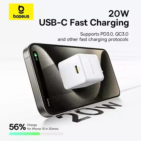 Bộ Sạc Nhanh Baseus Palm Fast Charger 1C 20W30W (Kèm cáp C to iP 1m)