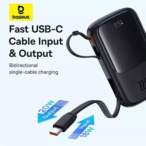 Sạc Dự Phòng Kèm Cáp OS-Baseus Qpow Pro+ Digital Display Fast Charge Power Bank 10000mAh 22.5W Type-C Edition