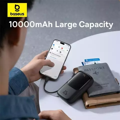 Sạc Dự Phòng Kèm Cáp OS-Baseus Qpow Pro+ Digital Display Fast Charge Power Bank 10000mAh 22.5W Type-C Edition