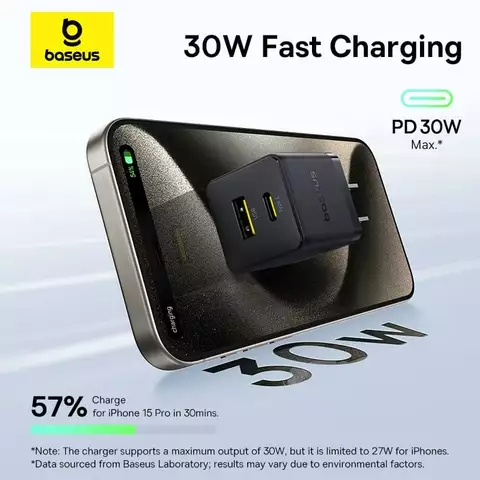 Cốc Sạc Nhanh Baseus Palm Fast Charger C+U 30W