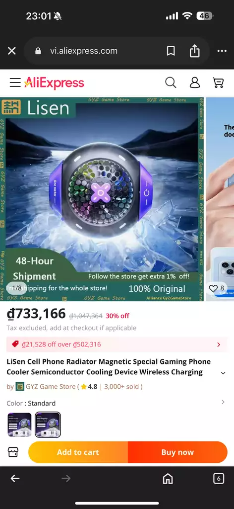 Quạt Tản Nhiệt Điện Thoại Kết Hợp Sạc Nhanh Không Dây 15w Lisen Leeson