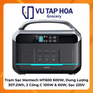 Trạm Sạc Mentech MT600 600W, Dung Lượng 307.2Wh, 2 Cổng C 100W & 60W, Sạc 220V