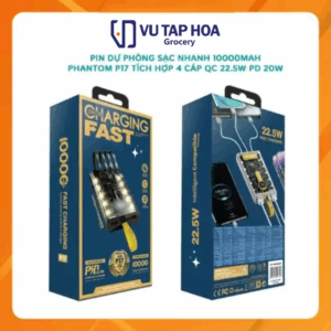 Pin Dự Phòng Sạc Nhanh Phantom P17 Dung Lượng 10000Mah Tích Hợp 4 Cáp Sạc – Hỗ Trợ Qc 22.5 Và Pd 20W