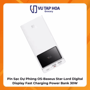 Pin Sạc Dự Phòng OS-Baseus Star-Lord Digital Display Fast Charging Power Bank 30W (Kèm cáp USB to Type-C 3A, 30cm)