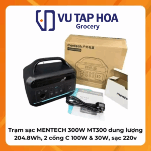 Trạm Sạc Mentech 300W MT300 Dung Lượng 204.8Wh, 2 Cổng C 100W & 30W, Sạc 220V