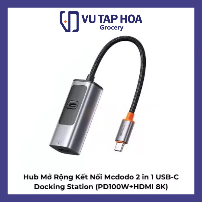 Hub Mở Rộng Kết Nối Mcdodo 2 in 1 USB-C Docking Station (PD100W+HDMI 8K)