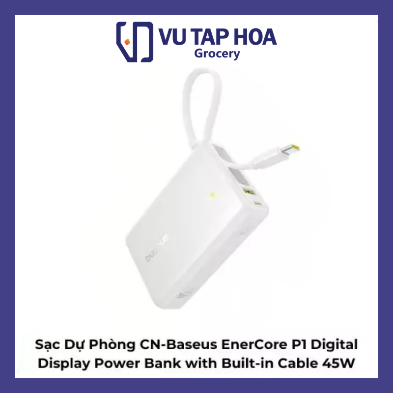 Sạc Dự Phòng CN-Baseus EnerCore P1 Digital Display Power Bank with Built-in Cable 45W