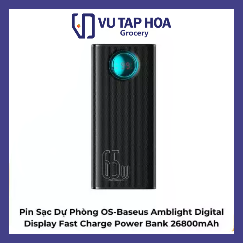 Pin Sạc Dự Phòng OS-Baseus Amblight Digital Display Fast Charge Power Bank 26800mAh (Kèm cáp C to C 100W, 1m)