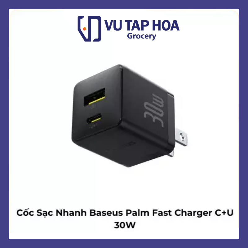 Cốc Sạc Nhanh Baseus Palm Fast Charger C+U 30W
