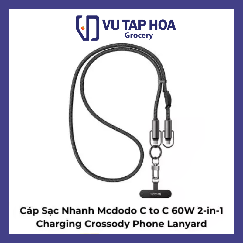 Cáp Sạc Nhanh Mcdodo C to C 60W 2-in-1 Charging Crossody Phone Lanyard
