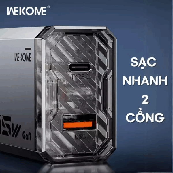 Củ Sạc Nhanh 35W Wekome WP-U23 2 Cổng Sạc Hỗ Trợ Sạc Nhanh PPS, PD, GAN