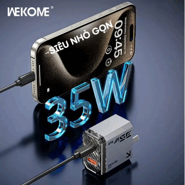 Củ Sạc Nhanh 35W Wekome WP-U23 2 Cổng Sạc Hỗ Trợ Sạc Nhanh PPS, PD, GAN