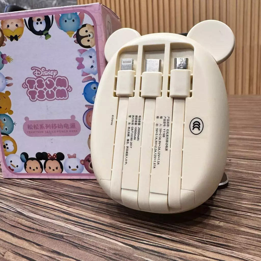 Pin Sạc Dự Phòng Disney Tsum Tsum 10000mAh, liền cáp, chuẩn PPSPDQC (màu ngẫu nhiên)