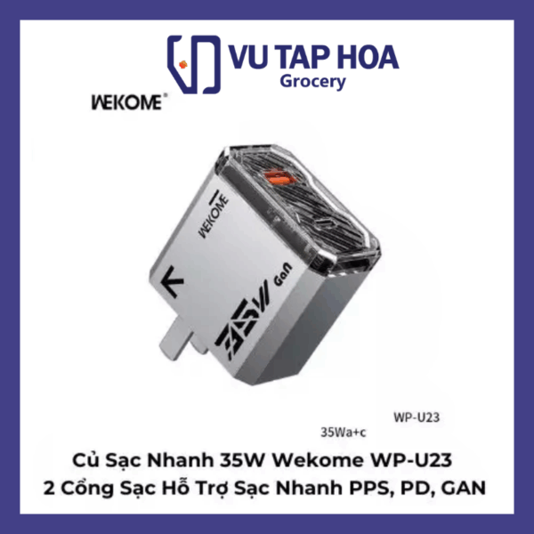 Củ Sạc Nhanh 35W Wekome WP-U23 2 Cổng Sạc Hỗ Trợ Sạc Nhanh PPS, PD, GAN