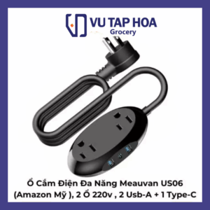 Ổ Cắm Điện Đa Năng Meauvan US06 (Amazon Mỹ ), 2 Ổ 220v , 2 Usb-A + 1 Type-C