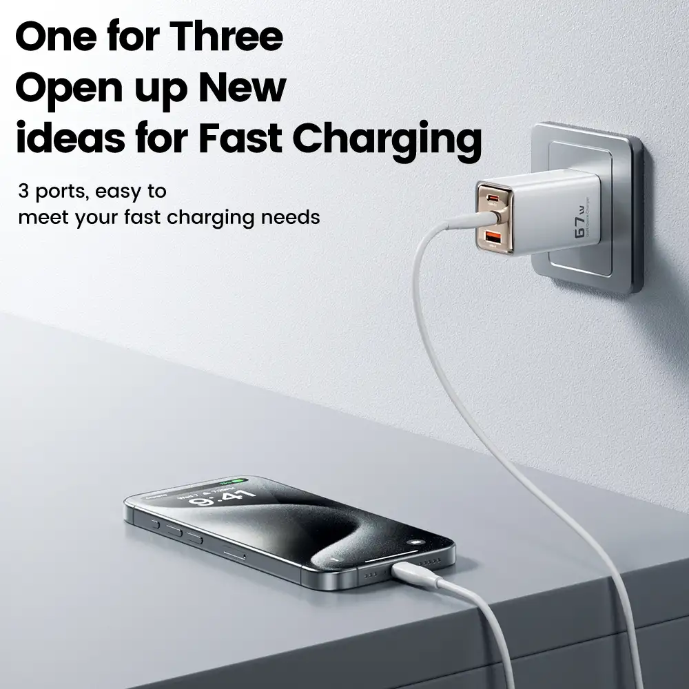 Củ Sạc Nhanh Gan Toocki 67W – 3 Cổng (2 Type C + 1 Usb A)