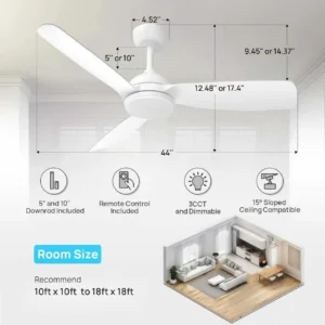 Quạt trần ConscioT Sovia, gió đảo chiều, đèn led, có remote (hàng Amazon Mỹ )