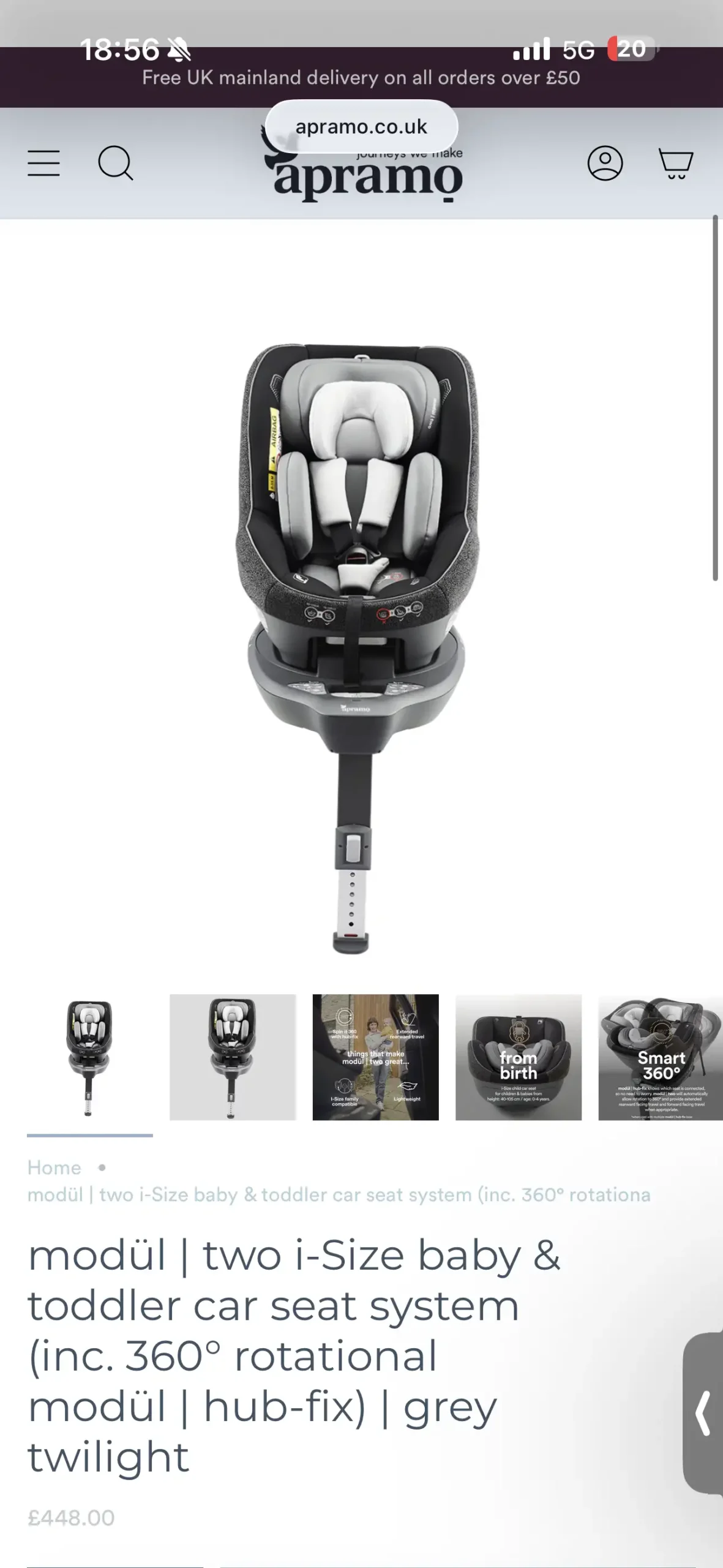 Ghế Ô Tô Trẻ Em APRAMO METRO HUB ( UK ) – Xoay 360°, từ 0 đến 4 tuổi, khoá ISOFIX