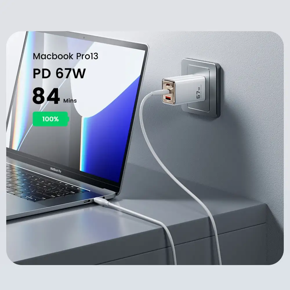 Củ Sạc Nhanh Gan Toocki 67W – 3 Cổng (2 Type C + 1 Usb A)