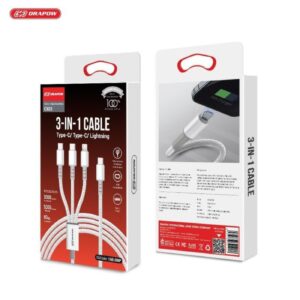 Cáp sạc nhanh 3 đầu cổng C DRAPOW CX03 ( Type-C to C + C + L ) công suất 12W mỗi cổng