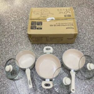 Bộ 3 nồi chảo chống dính hãng Tamsaa ( Hàn Quốc ) - có nắp kính dùng được bếp từ