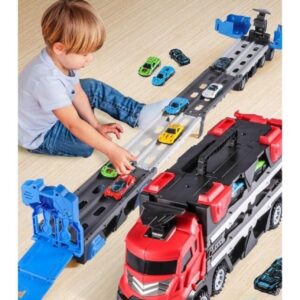 Đồ Chơi Xe Tải 3 Tầng Kèm 12 Xe Đua Nhỏ, Mô Hình đường đua (hàng Amazon)