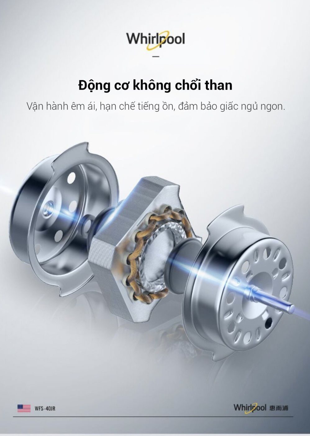 Quạt cây hãng Whirlpool WFS-40JR, siêu mạnh, có điều khiển, không chổi than (Mỹ)