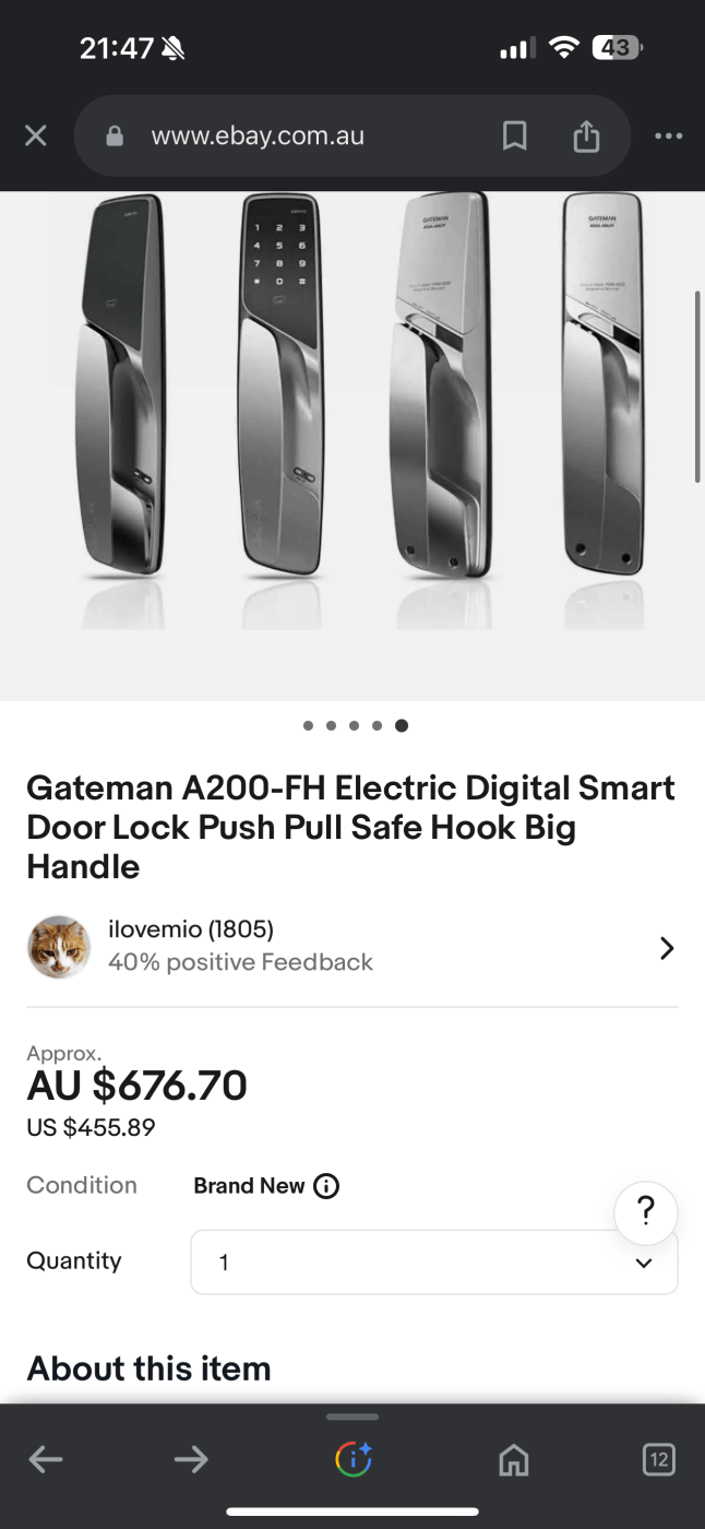 Khóa cửa thông minh GATEMAN A200-FH ( Hàn Quốc ) - Loại Mở Ngoài