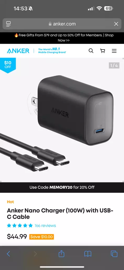 {Order giao 25/6} Củ Sạc Nhanh Nano 100W ANKER A2679 (Không Hộp, Không Kèm Cáp)