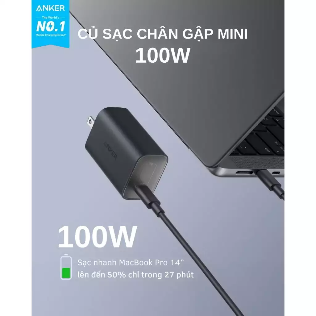 {Order giao 25/6} Củ Sạc Nhanh Nano 100W ANKER A2679 (Không Hộp, Không Kèm Cáp)