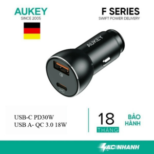 Tấu Sạc Ô Tô Aukey CC-Y48 Công Suất 48W PD 30W