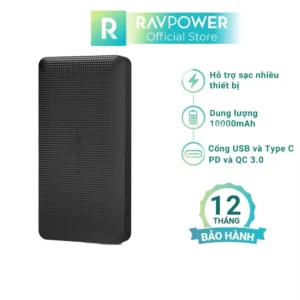 {Order Giao 9/5} Pin dự phòng RAVPower RP-PB094 10000mAh PD 18W QC 3.0