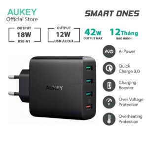 Củ sạc Aukey PA-T18 (4 cổng USB A) công suất 42W Max
