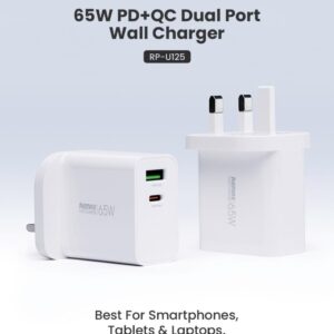 sạc nhanh Remax 65W RP-U125 (UK, sạc 3 chân)