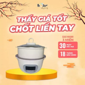 Nồi Nấu Chậm Bear 1.6L - Bản Tiếng việt - Bảo hành 18 tháng