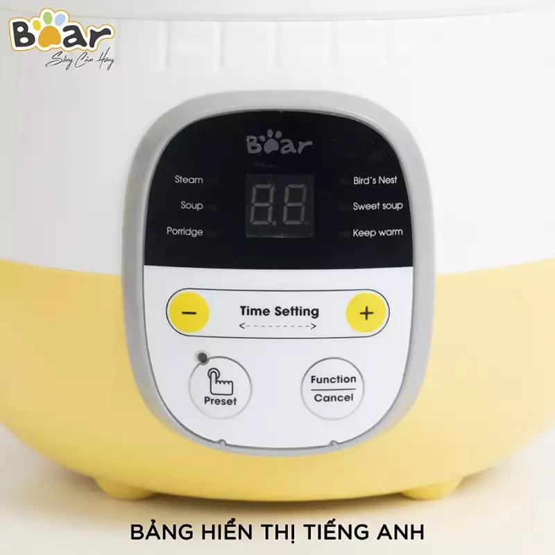 Nồi Nấu Chậm Bear 0.8L Nấu Cháo, Hầm, Hấp, Chưng Yến Giữ Trọn Chất Dinh Dưỡng