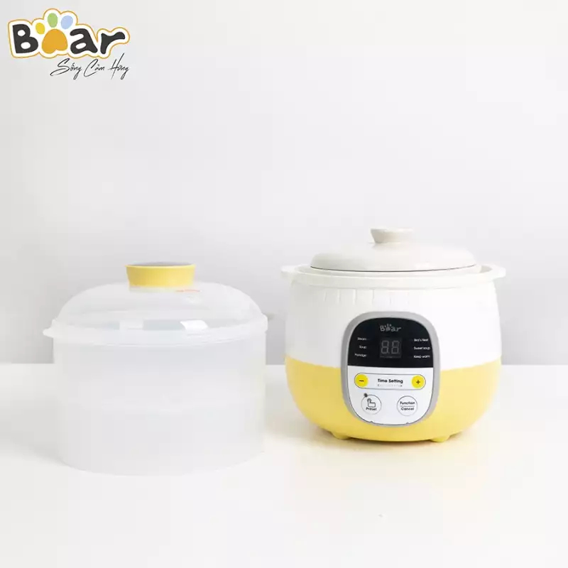 Nồi Nấu Chậm Bear 0.8L Nấu Cháo, Hầm, Hấp, Chưng Yến Giữ Trọn Chất Dinh Dưỡng