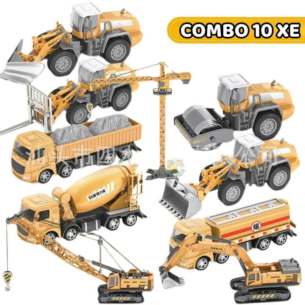Bộ Đồ Chơi Xe Công Trường GLW Bằng Nhựa ABS Cao Cấp An Toàn Cho Bé