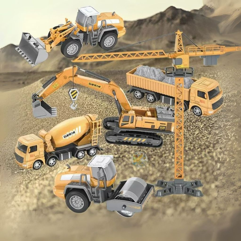 Bộ Đồ Chơi Xe Công Trường GLW Bằng Nhựa ABS Cao Cấp An Toàn Cho Bé